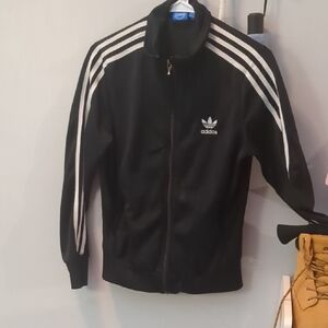 Adidas Men's Black and White Track Jacket